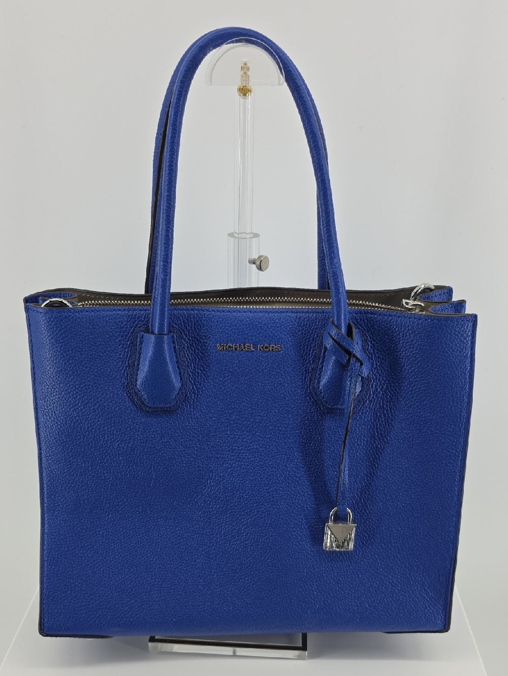 Michael Kors Royal Blue Pebbled Leather Tote with Lock Charm